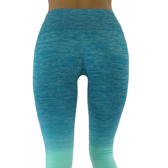 Ombre Aqua Yoga leggings capri mid waistband - Picture 3 of 4